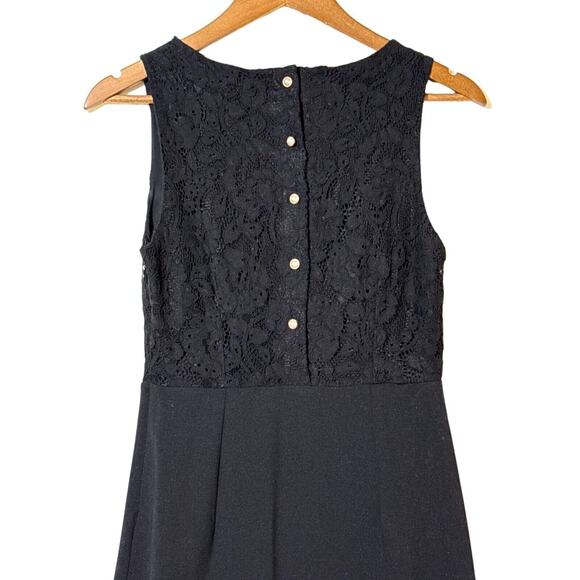 Nicole Miller Dress Women's 4 Floral Lace Bodice Black Closure Back Pearl Button - Picture 3 of 8